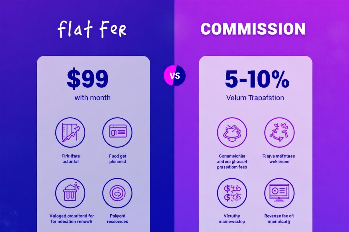 Flat fee vs commission pricing comparison for booking software