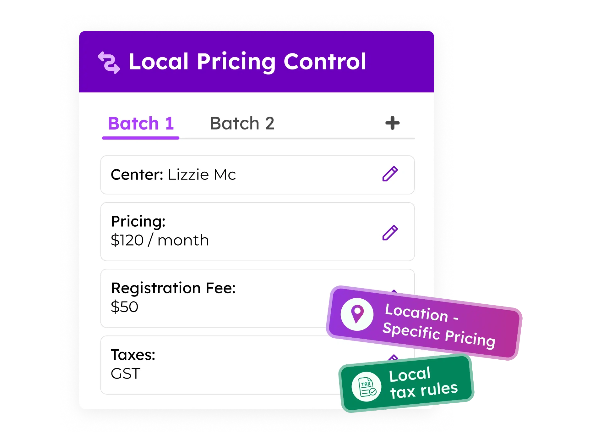 Pricing pack setup by location