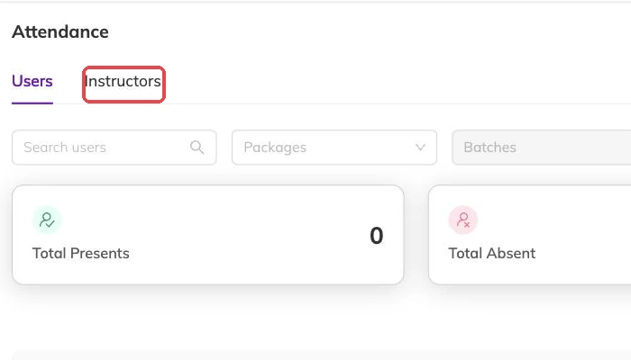 The Users and Instructors tabs outlined