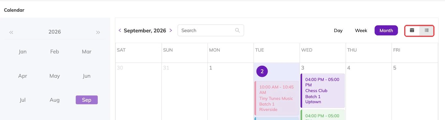 The grid and list layout toggle outlined