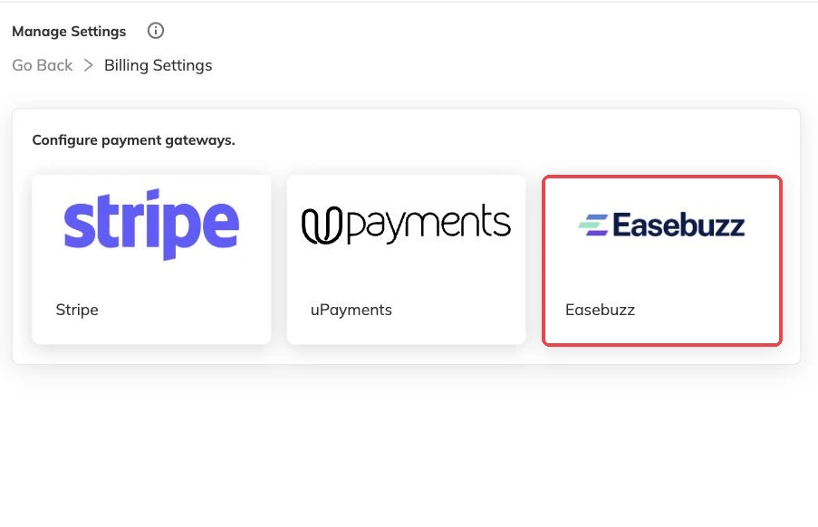 The Easebuzz option outlined