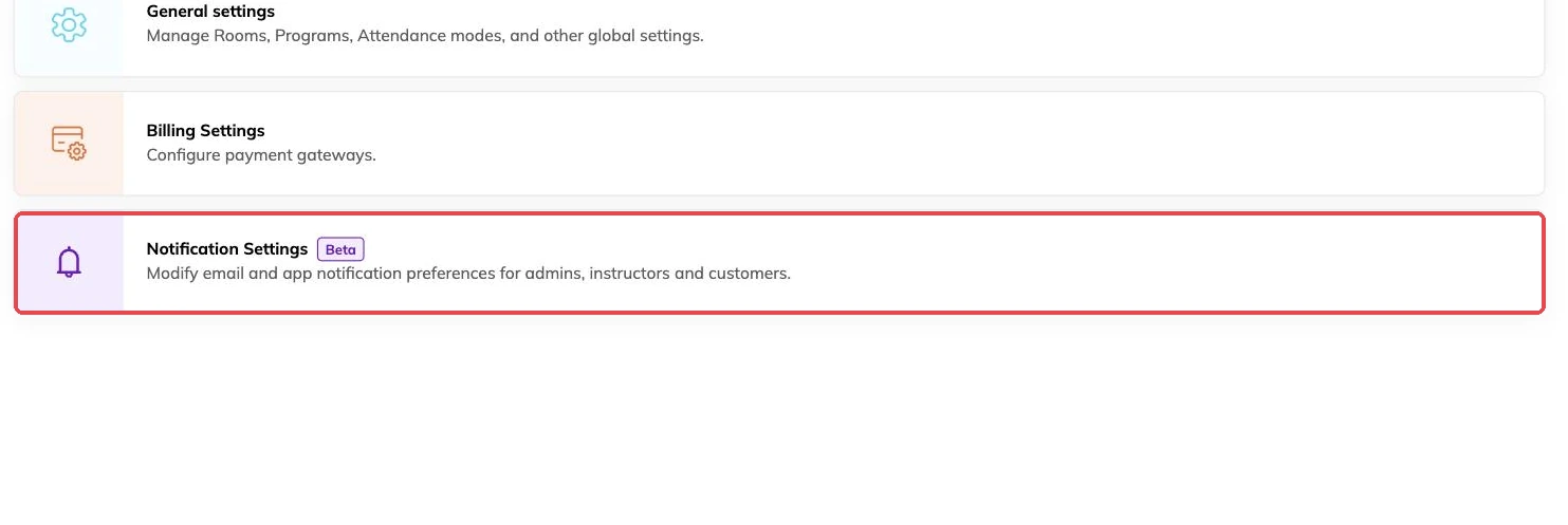 Notification Settings outlined in the settings menu