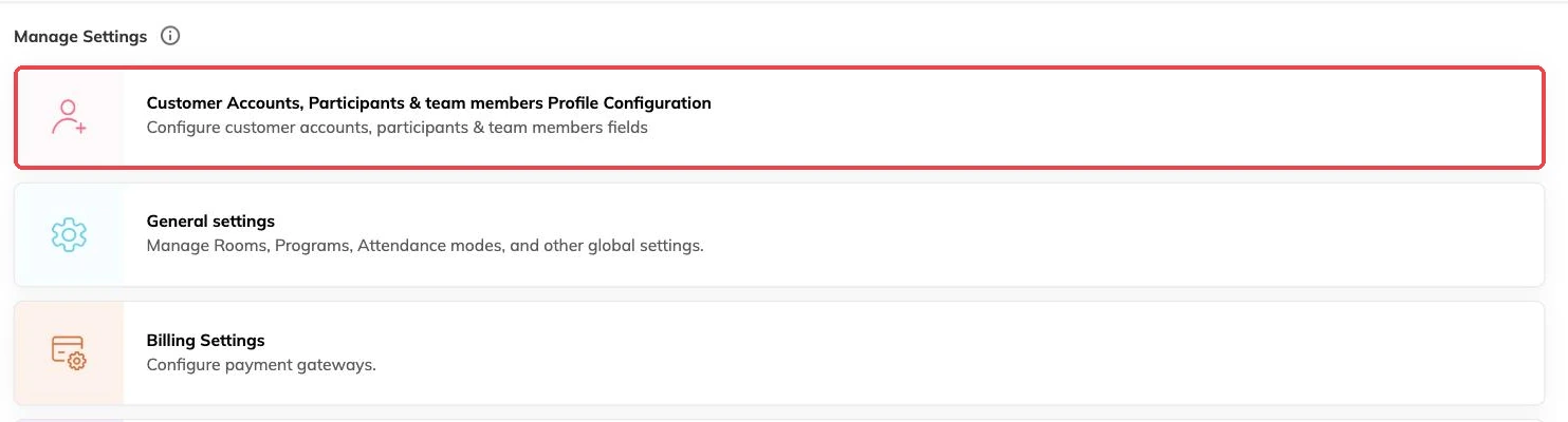 Profile configuration outlined in the settings menu